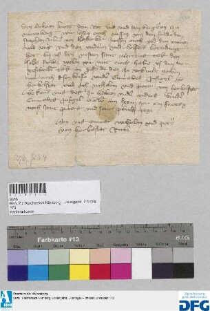 Cunrat, Wilhelm und Peter von Herbelstat, Ritter, nehmen den von Stephan Zolner von Halberber zwischen ihnen und der Stadt Nuernberg betaidigten Frieden an. - Siegler: Cunrat von Herbelstat.