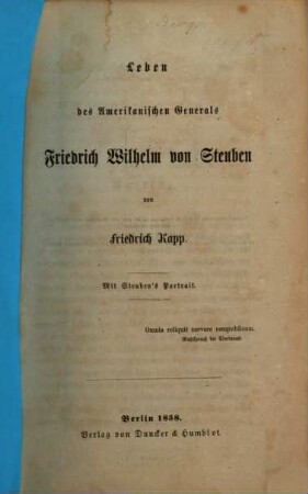 Leben des amerikanischen Generals Friedrich Wilhelm von Steuben