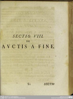 Sectio VIII. De Auctis A Fine