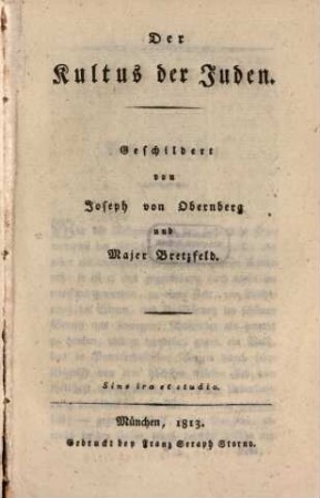 Der Kultus der Juden