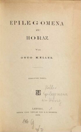 Epilegomena zu Horaz, 1