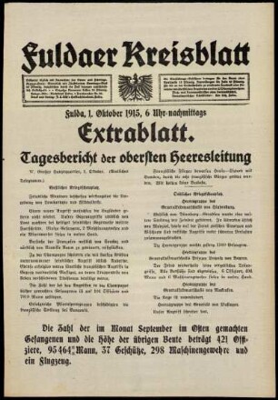 Ausgabe vom Freitag, den 01. Oktober 1915.