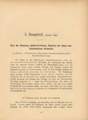 I. Hauptteil. (Erster Tag)