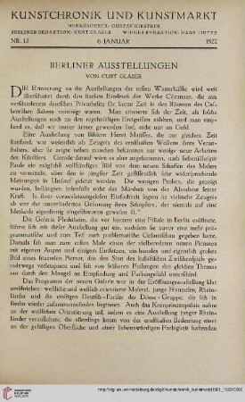 Neue Folge 33 = Jahrgang 57: Berliner Ausstellung