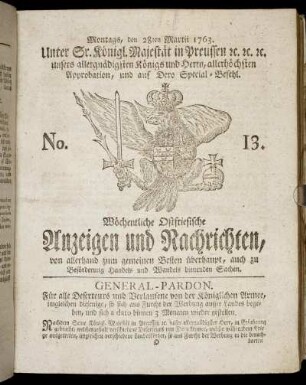 No. 13. Montags, den 28ten Martii 1763.