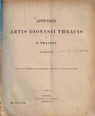 Appendix artis Dionysii Thracis