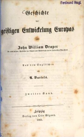 Geschichte der geistigen Entwickelung Europas, 2