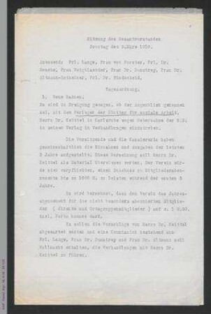 Protokoll Vorstandssitzung März 1910