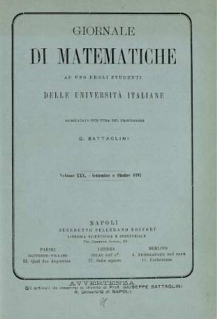 Volume XXX. - Settembre e Ottobre 1892.
