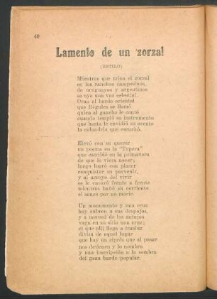 Lamento de un zorzal : (Estilo)
