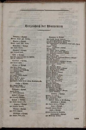Verzeichniß der Abonnenten.