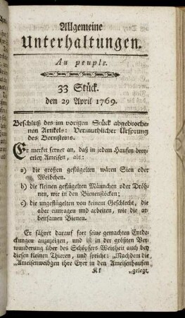 33 Stück. d. 29. April 1769.