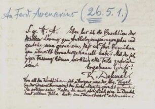 Brief an Ferdinand Avenarius