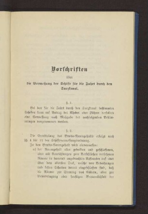 3. Vorschriften über die Vermessung der Schiffe für die Fahrt durch den Suezkanal.