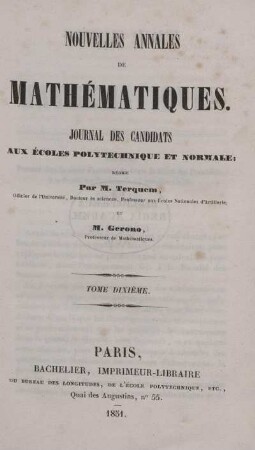 10: Nouvelles annales de mathématiques