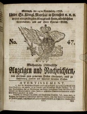 No. 47. Montags, den 24ten November, 1766.