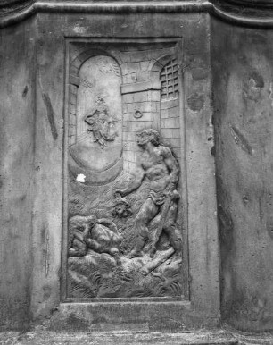 Der heilige Johannes der Täufer, gerahmt von drei Engeln — Drei Szenen aus dem Leben des heiligen Johannes — Die Enthauptung des Heiligen