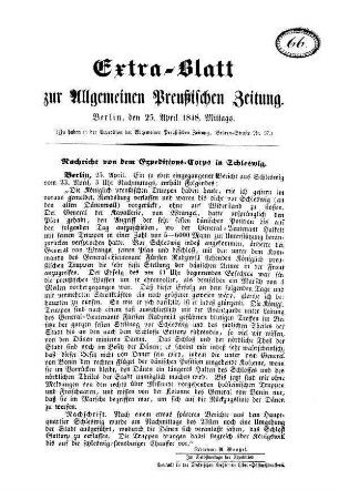 Extra-Blatt zur Allgemeinen Preußischen Zeitung.