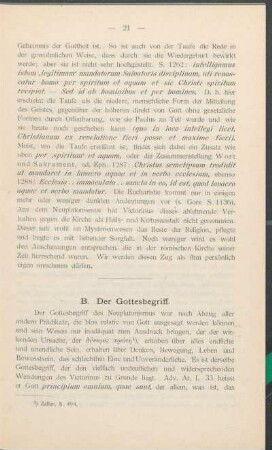 B. Der Gottesbegriff.