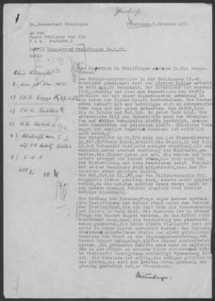 Trailfingen: Inspektionsbericht 1951