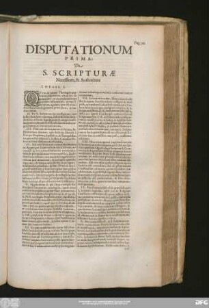 Disputationum Prima: De S. Scripturae Necessitate, & Authoritate