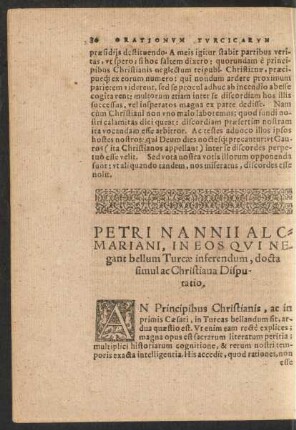 Petri Nannii Alcmariani, In Eos Qui Negant bellum Turcae inferendum, docta simul ac Christiana Disputatio.