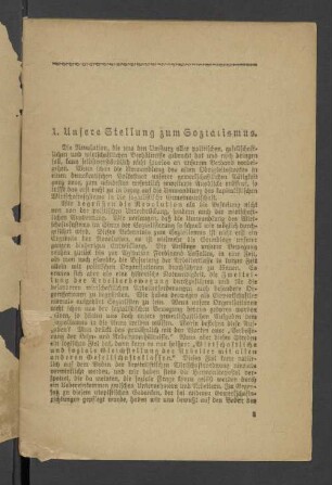 1. Unsere Stellung zum Sozialismus.