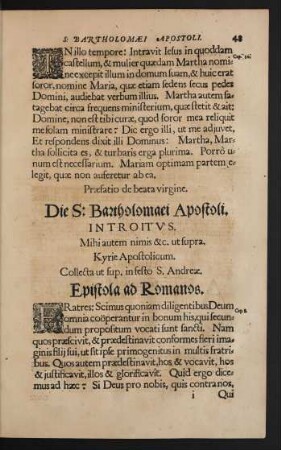 Die S: Bartholomaei Apostoli.