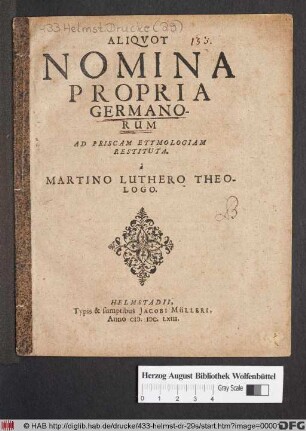 Aliquot Nomina Propria Germanorum : Ad Priscam Etymologiam Restituta