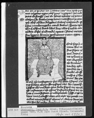 Bibelia sacra — Thronender König, Folio 96recto