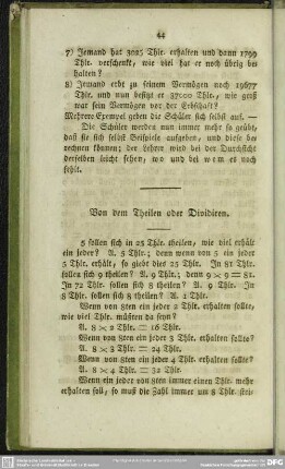 Von dem Theilen oder Dividiren