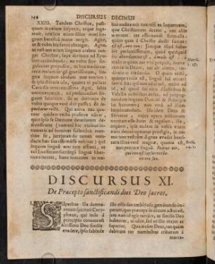 144-162, Discursus XI. De Praecepto sanctificandi dies Deo sacros.