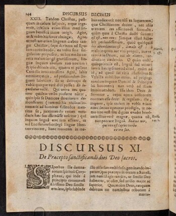 144-162, Discursus XI. De Praecepto sanctificandi dies Deo sacros.