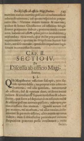 [...] Sectio IV. De Discessu ab officio Magistratus.