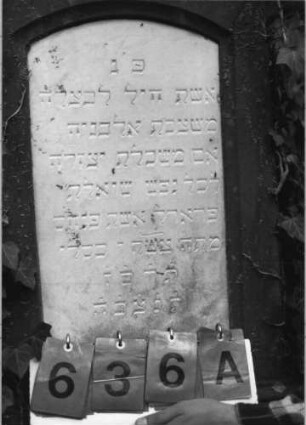 Grabstein 636 (Index: 99788955) Material: Sandstein und Marmor Zustand: gut Maße HxBxT: 138x58x23 cm Symbolik: aufgeschlagenes Buch mit Inschrift: Psalmenbuch: Grabstein 636A