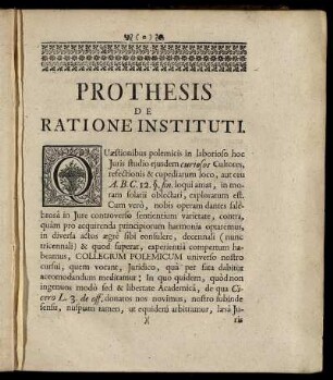 Prothesis de Ratione Instituti.