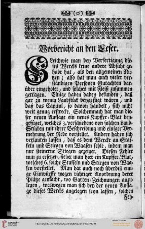 Vorbericht an den Leser