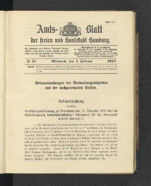 No.31, Mittwoch, den 4. Februar 1919