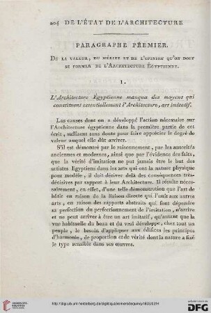 1°. Quelques reflexions critiques sur la valeur de l’Architecture Egyptienne