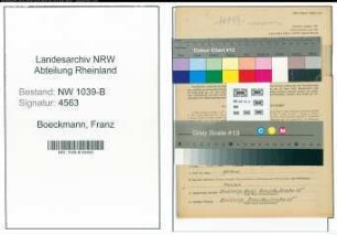 Entnazifizierung Franz Boeckmann , geb. 13.09.1898 (Postbeamter)