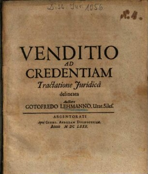 Venditio Ad Credentiam Tractatione Juridicâ delineata
