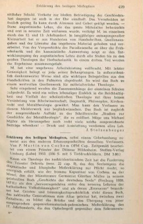 499-500 [Rezension] Martin von Cochem, Des ehrwürdigen P. Martin von Cochem Erklärung des heiligen Meßopfers