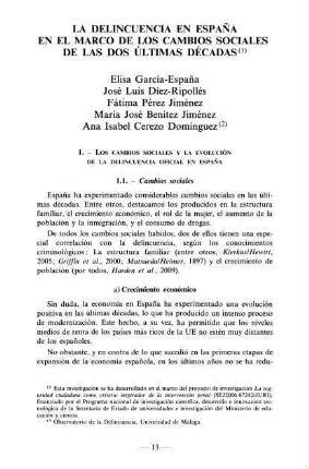 13-44, La delincuencia en España en el marco de los cambios sociales de las dos últimas décadas