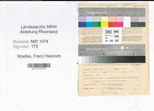 Entnazifizierung Franz Heinrich Woelke , geb. 29.07.1899 (Steuerberater)
