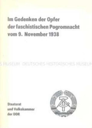 Staatsakt von Staatsrat und Volkskammer zum 50. Jahrestag der Pogromnacht