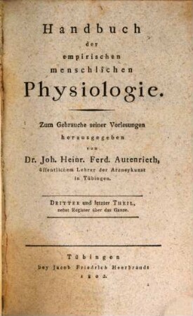 Handbuch der empirischen menschlichen Physiologie, 3