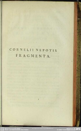 Cornelii Nepotis Fragmenta