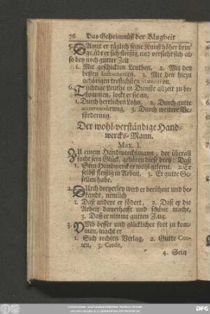 Der wohl-verständige Handwercks-Mann.