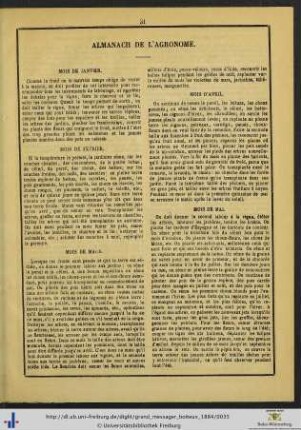 Almanach de l'Agronome.