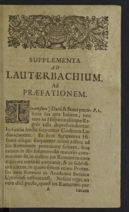 Supplementa Ad Lauterbachium